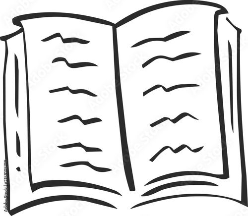 Open Book with Text Lines Doodle Icon