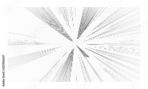 Abstract monochrome halftone pattern with radial dots creating an explosion effect