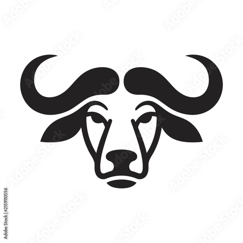 Cape buffalo head tribal mascot icon.