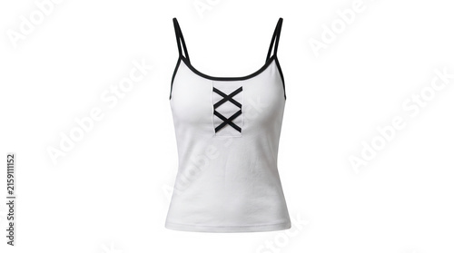 White sleeveless tank top with black x design