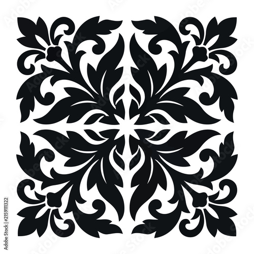 Foto background or wallpaper vector designBlack and white vintage floral damask patte