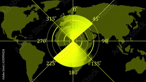 Digital radar scanner over map background, futuristic global surveillance and navigation interface, motion animation for tech and security concepts