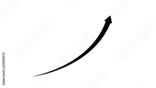 Animated black upward trending arrow graph symbol on white background, for business growth, and success