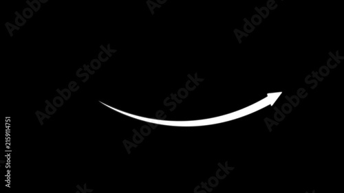 Animated white curved arrow motion on transparent background, for ui and, presentation motion animation