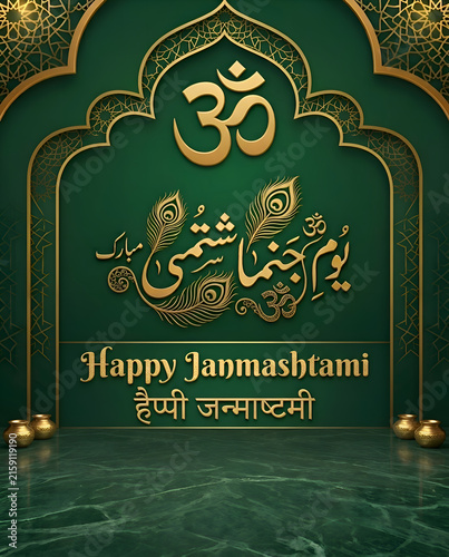 Janmashtami 04 September Traditional Hindu Festival Greeting Card Design