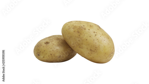 Картината върху платно Fresh whole raw potatoes isolated on white background with potatoes vegetable in