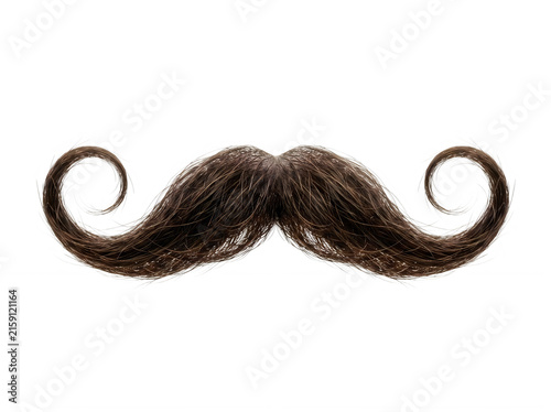A curly brown mustache icon representing a classic masculine style for barbershop or hipster design theme