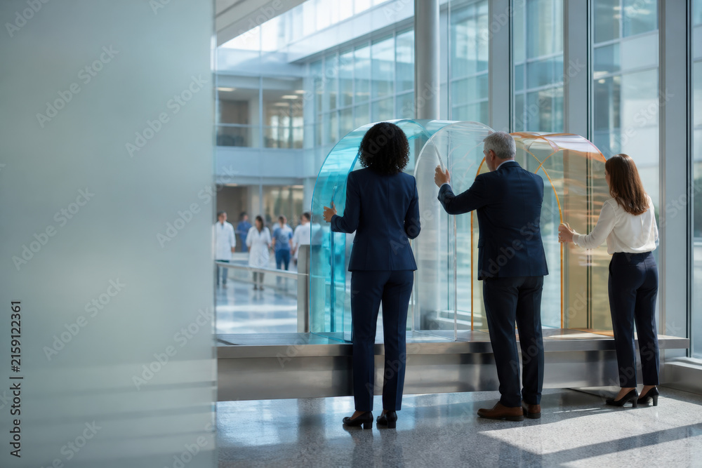 Fototapeta premium Hospital Innovation Skybridge for Connected Healthcare Campus Design
