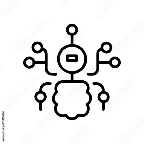 Artificial Intelligence Neural Network Icon for Digital Technology and Machine Learning