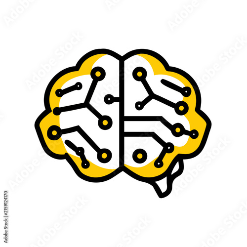 Artificial Intelligence Brain Icon with Circuit Board Pattern for Tech Innovation Concepts