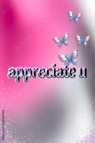 Appreciate U thank you card with butterflies for Gen Z