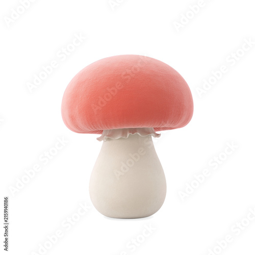A cute decorative pink mushroom figurine isolated on transparent background