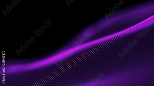 Abstract purple wave lines flowing dynamically on black background, ethereal digital art, smooth motion, light glow, futuristic concept, elegant animation.