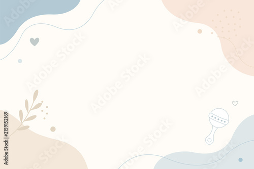 Baby Products Minimal Abstract Background With Soft Pastel Shapes And Nursery Elements