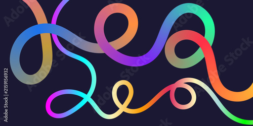 Abstract Colorful Gradient Curved Lines Background with Swirls and Loops