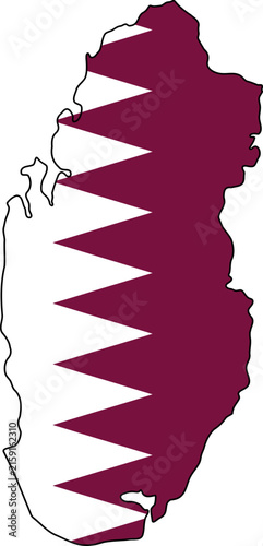 Qatar outline map filled with national flag maroon white pattern