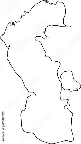 Black outline geographic silhouette map shape Caspian Sea isolated