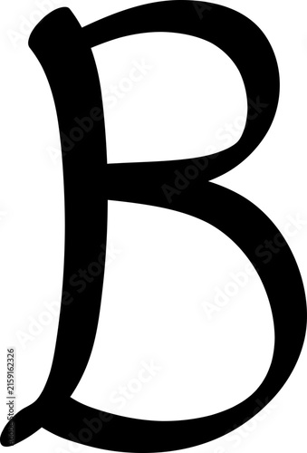 Cartoon playful capital letter B children alphabet isolated white