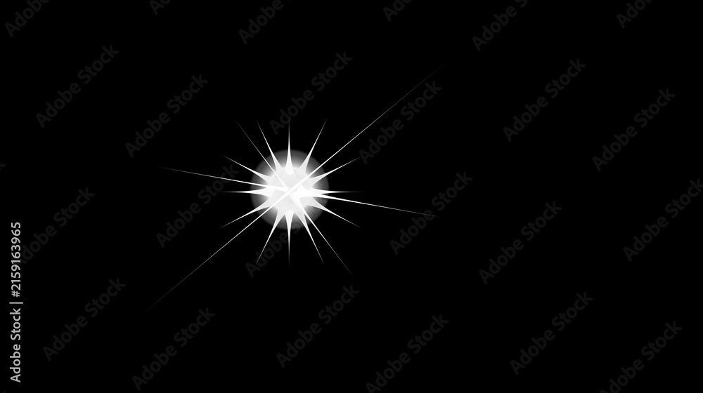 Fototapeta premium Bright starburst light effect with intense rays against transparent background