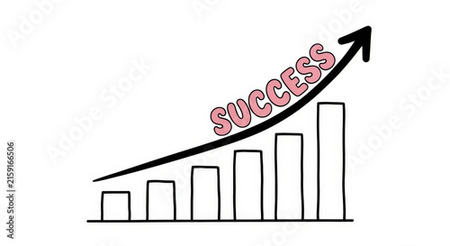 Hand Drawn Bar Graph Depicting Success Upward Trend Arrow Growth and Progress Illustration Business Development Financial Gain Positive Result