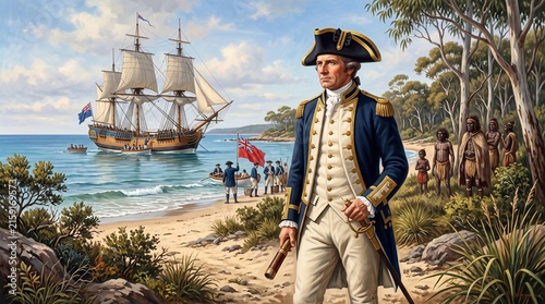 Captain James Cook landing on the east coast of Australia