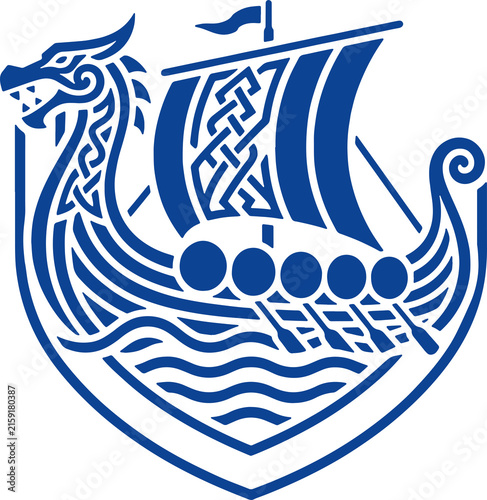 Foto Viking Shield Ship Illustration Creative Design Template