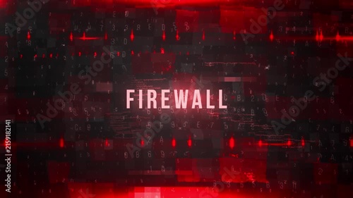 Firewall Protection Glowing Through Red Digital Grid Lines, Blocking Incoming Data Packets And Static For Network Security And Cyber Defense Backgrounds