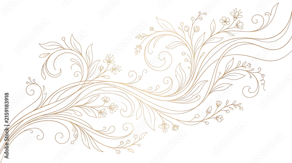 Naklejka premium Elegant golden floral swirl ornament