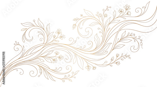 Quadro su tela Elegant golden floral swirl ornament