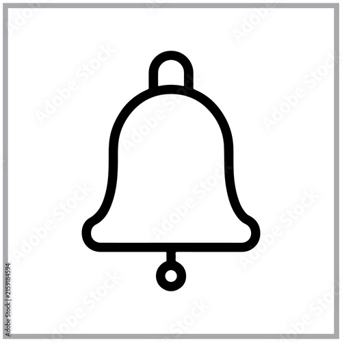 Simple black outline notification bell icon for web and mobile user interface design