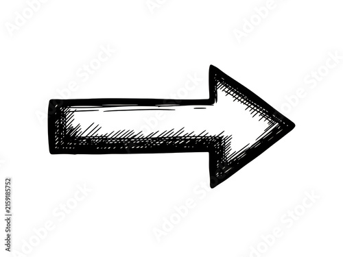 Sketch style right pointing arrow with rough hand-drawn texture