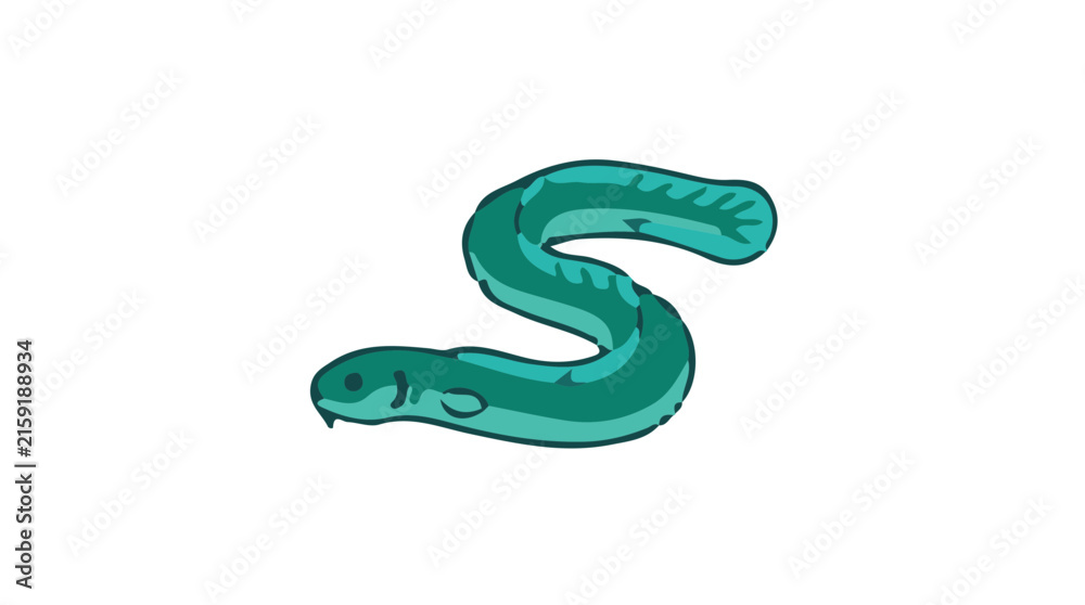 Fototapeta premium Flat Design Color Icon of a American Eel Vector Illustration