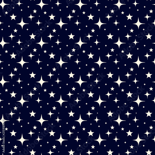 Blue retro seamless pattern with stars