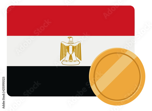Obraz na plátne Egyptian flag with a gold coin