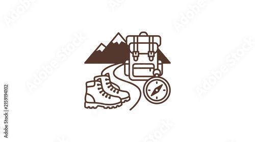 Hiking Gear and Mountain Icon