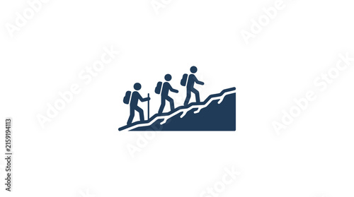Hikers Climbing Mountain Icon