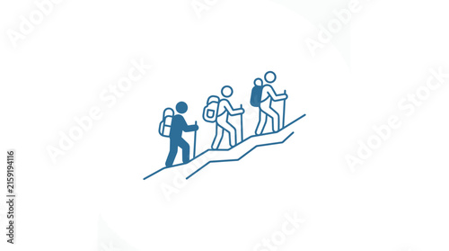 Hikers Trekking Uphill Icon
