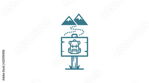 Hiking Signpost and Mountain Trail Icon