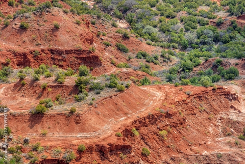 Details of the red rocks of Palo Duro Canyon in the Panhandle of Texas