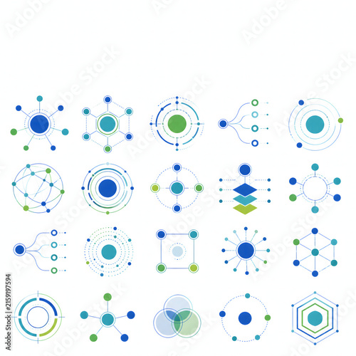 Digital Collaboration Icons Set for Remote Work Productivity and Technology Networks