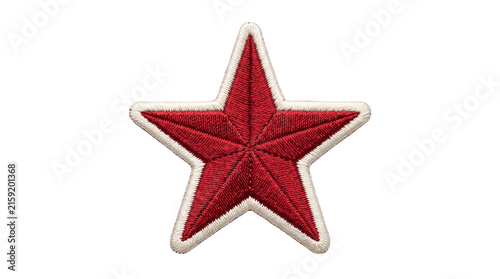 Konstfotografi Red embroidered star patch with white outline for clothing decoration or military insignia