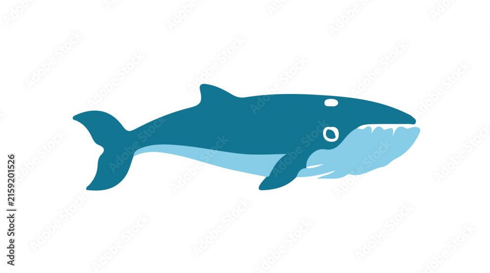 Obraz premium Baleen Whale icon flat design colorful vector illustration
