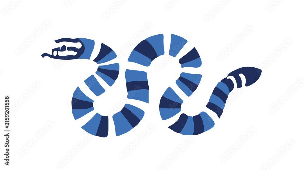 Obraz premium Banded Sea Krait icon flat design colorful vector illustration