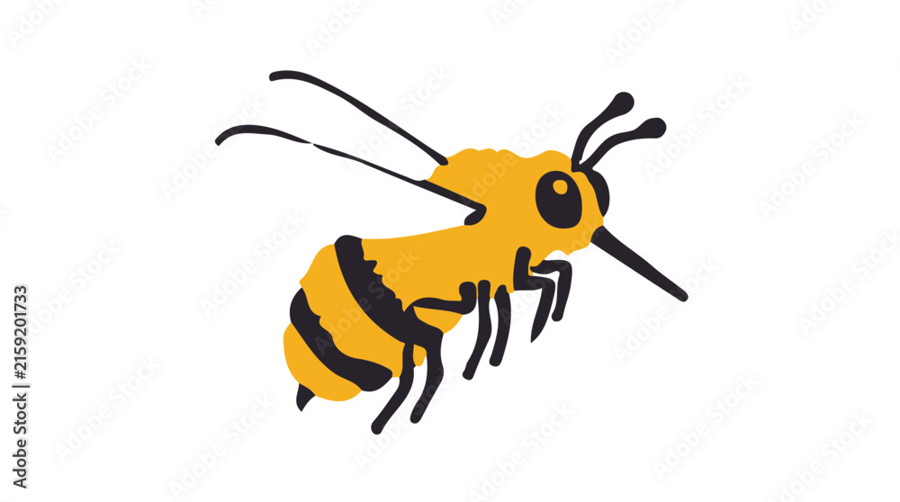 Fototapeta premium Bee Fly icon flat design colorful vector illustration