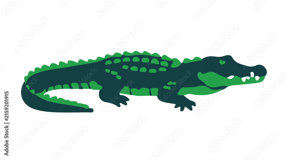Fototapeta premium Black Caiman icon flat design colorful vector illustration