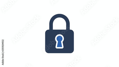 Animated padlock icon for cyber security and data protection