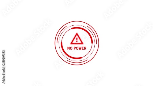 Digital no power warning sign hud interface animation featuring a glowing red alert triangle with pulsing circular data for industrial system failure notifications and technical ui