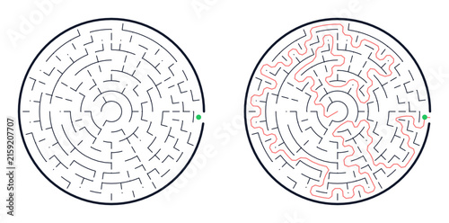 Maze design with two pathways illustrating problem-solving  