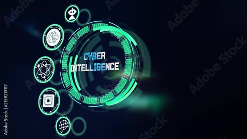 Evaluating enterprise cyber intelligence network defense mechanisms through glowing technological screen featuring cyber icons
