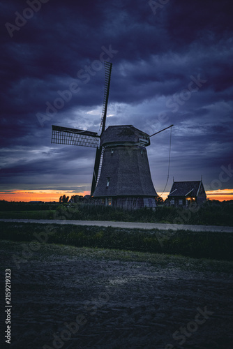 Dutch Landscape - Windmill in the Evening